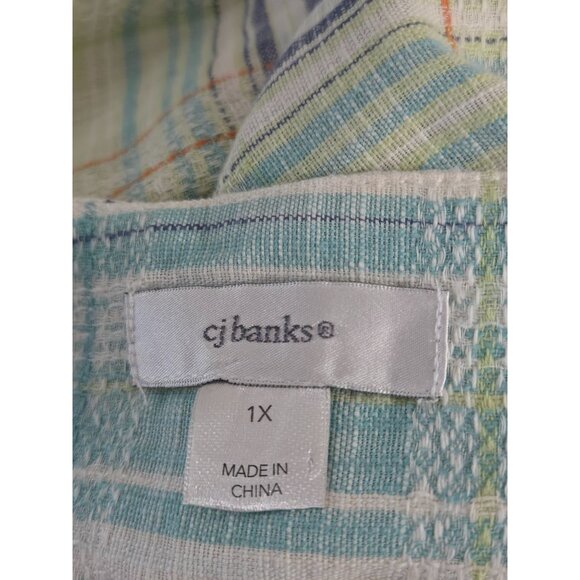 CJ Banks Multicolor Plaid Sleeveless Dress Plus Size 1X Summer Light Casual Slit - Picture 5 of 10